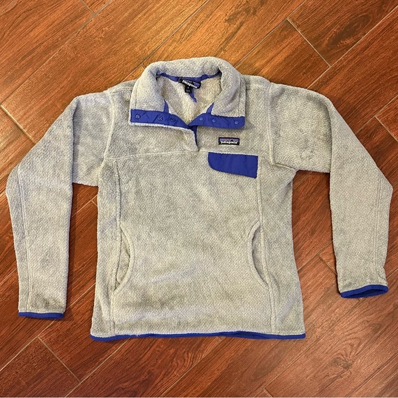 Patagonia Sweaters - Patagonia Re-Tool Snap T Fleece Pullover Gray Blue Women Size M